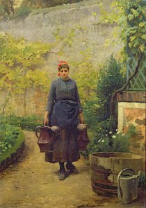 Femme avec des arrosoirs
